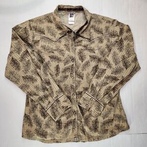 The North Face Pearl Snap Button Western Shirt Women's XL Long Sleeve Beige